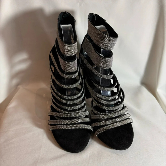 BRUNELLO CUCINELLI Sz 40  Monill Strappy Bling Sparkle Chunky Shooty Heels - Picture 8 of 12